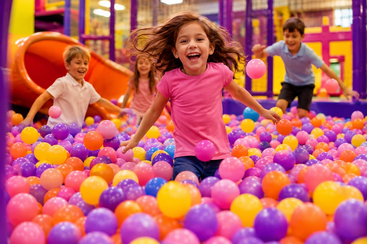 Colourful ball pool for younger children