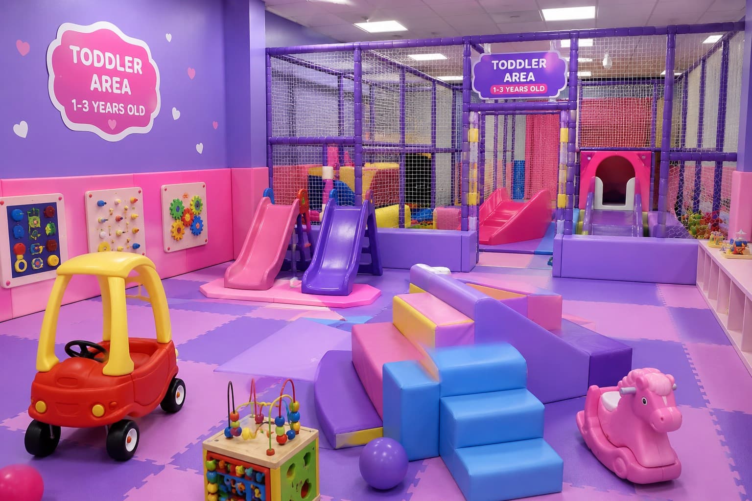 Padded toddler zone for ages 1 to 3