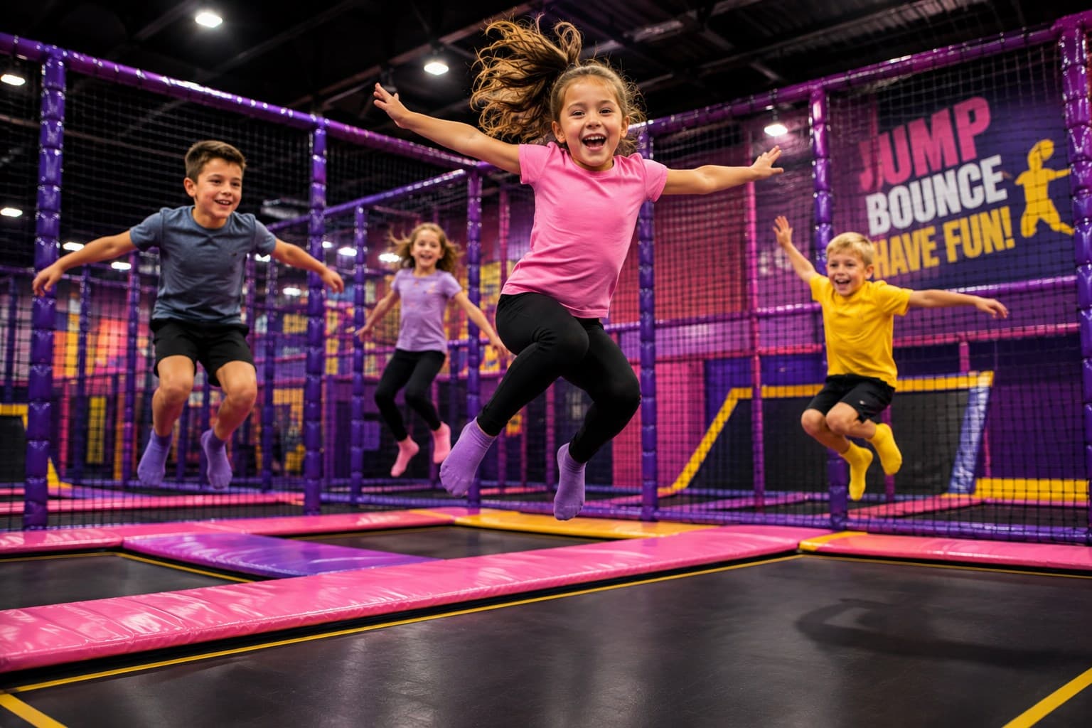 Kids jumping on the trampoline park